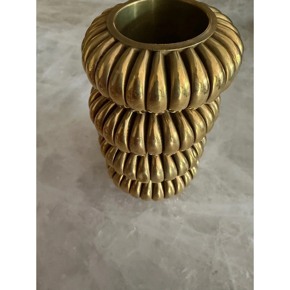 Brass Napkin Rings Set of 6 Gold Ribbed Melon‎ Pumpkin shape